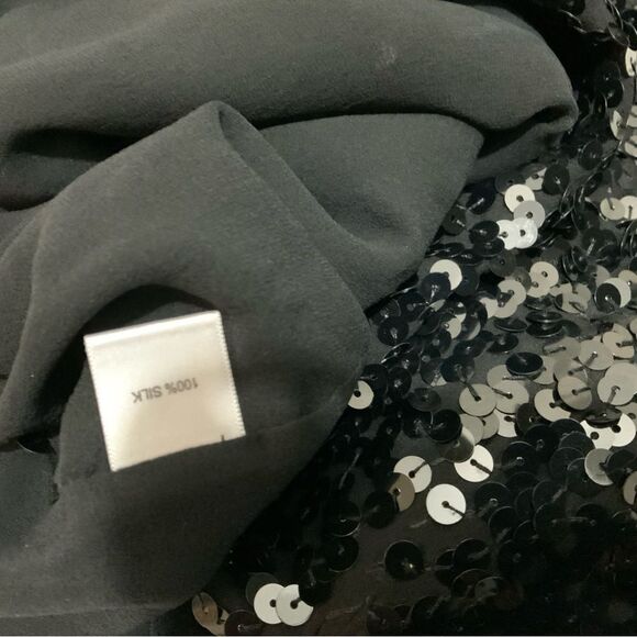 St. John Cowl Neck Top Women size 12 Metallic Sequin Black Event - Picture 10 of 14